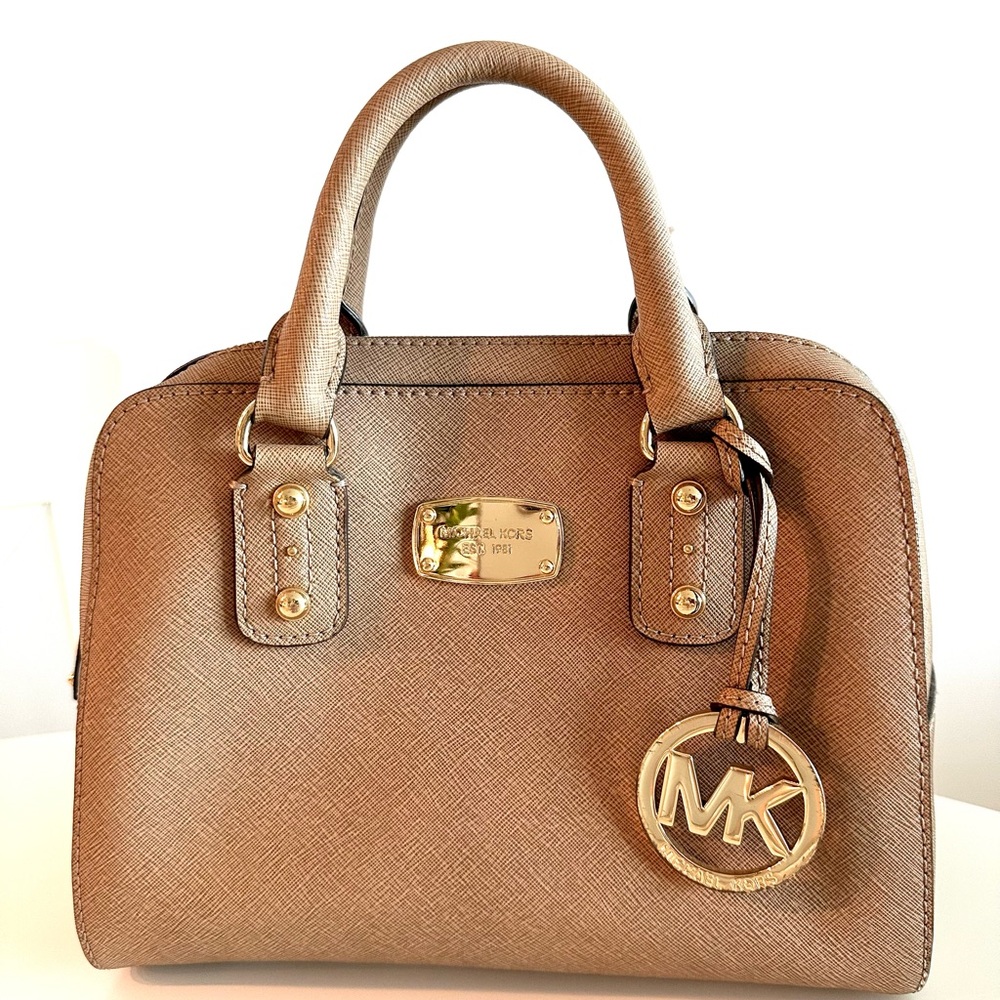 Michael Kors Tan Saffiano Leather Tote Structured Purse